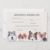 Invitation Certificat d'adoption de chien à l'aquarelle éléga (Devant)