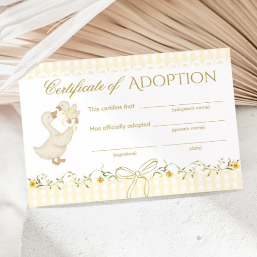 Invitation Certificat d'adoption de l'oie ridicule Genre Neut