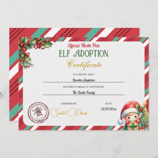 Invitation Certificat d'adoption de lutin (Devant / Derrière)