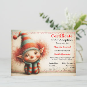 Invitation Certificat d'adoption officiel de lutin du Pôle No