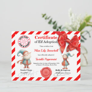 Invitation Certificat d'adoption officiel de lutin du Pôle No