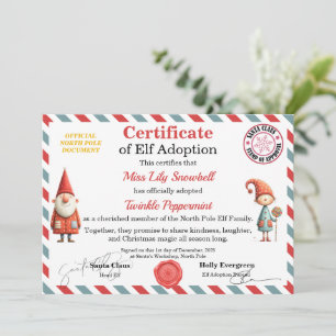 Invitation Certificat d'adoption officiel de lutin du Pôle No