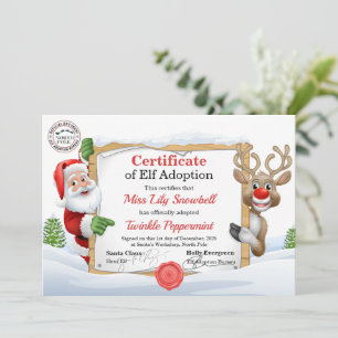 Invitation Certificat d'adoption officiel de lutin du Pôle No