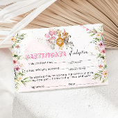 Invitation Certificat d'adoption Safari Wild Animaux