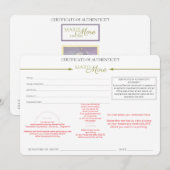 Invitation Certificat d'authenticité (Devant / Derrière)