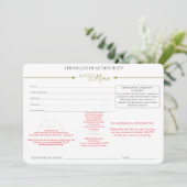 Invitation Certificat d'authenticité (Debout devant)