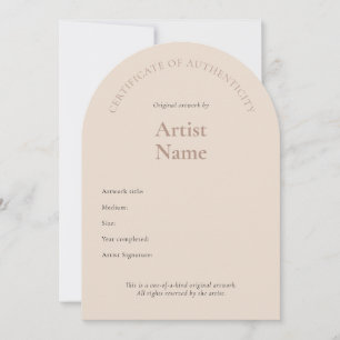 Invitation Certificat d'authenticité Arch Art Modèle