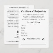 Invitation Certificat d'authenticité Artistes Détaillants d'a (Devant / Derrière)