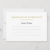 Invitation Certificat d'authenticité pour l'art, minimaliste (Devant)