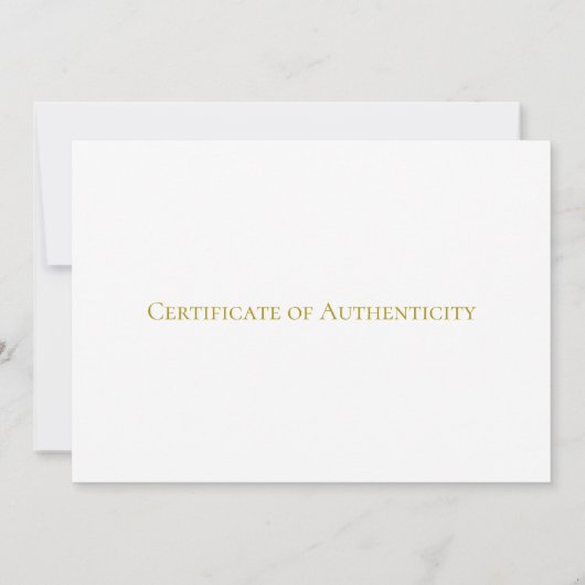Invitation Certificat d'authenticité pour l'art, minimaliste (Dos)