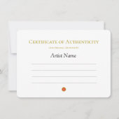 Invitation Certificat d'authenticité pour l'art, Vendu point  (Devant)