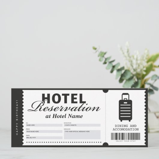 Invitation Certificat de bon de réservation de séjour (Debout devant)