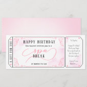 Invitation Certificat de bon rose de massage de jour personna (Devant / Derrière)