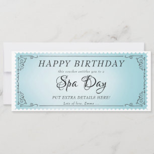 Invitation Certificat de coupon bleu de massage de jour perso