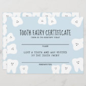 Invitation Certificat de fée de dent (Devant / Derrière)