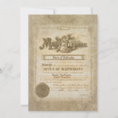 Invitation Certificat de mariage vintage (Devant)