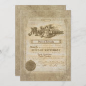 Invitation Certificat de mariage vintage (Devant / Derrière)