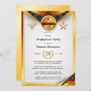 Invitation Certificat de partie virtuelle Black & Gold