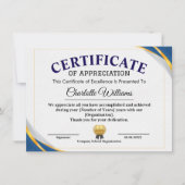 Invitation Certificat de réussite et d'appréciation (Devant)