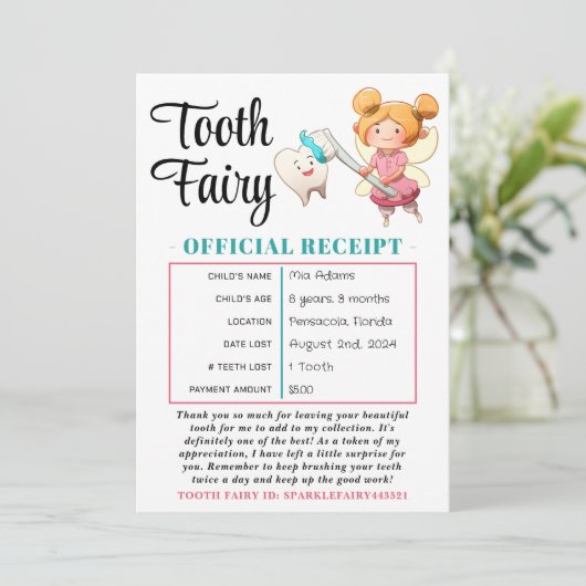 Invitation Certificat imprimable de réception de dents modifi (Debout devant)