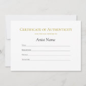 Invitation Certificat minimal d'authenticité propre (Devant)