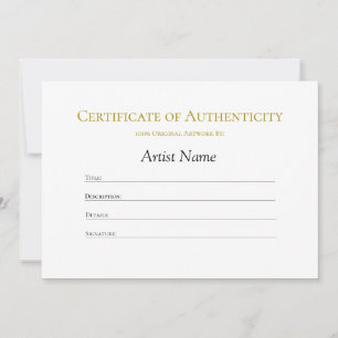 Invitation Certificat minimal d'authenticité propre