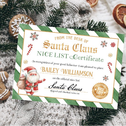 Invitation Certificat Nice de Père Noël Sceau d'approbation