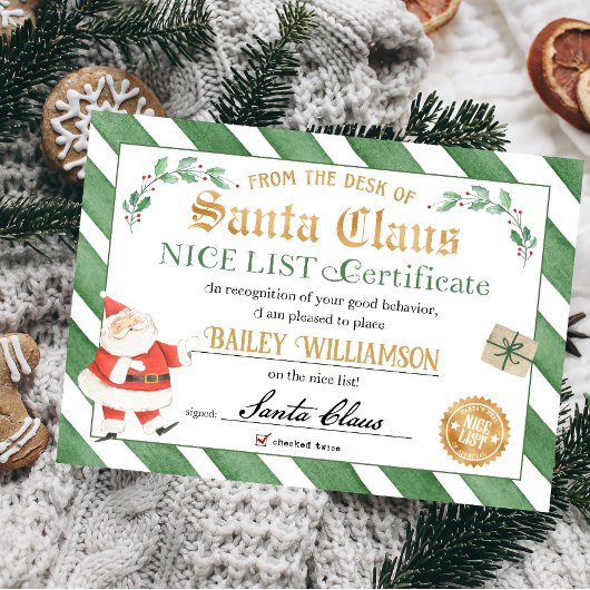 Invitation Certificat Nice de Père Noël Sceau d'approbation