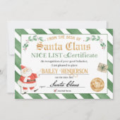Invitation Certificat Nice de Père Noël Sceau d'approbation (Devant)