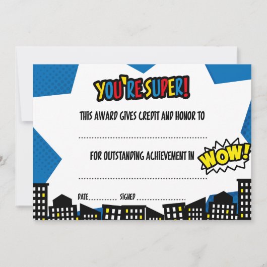 Invitation Certificat Superhero, diplôme (Devant)