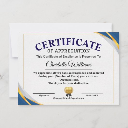 Invitation Certificate of Achievement & Appreciation (Devant)