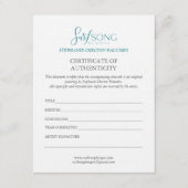 Invitation Certificate of Authenticity For Artwork (Devant)