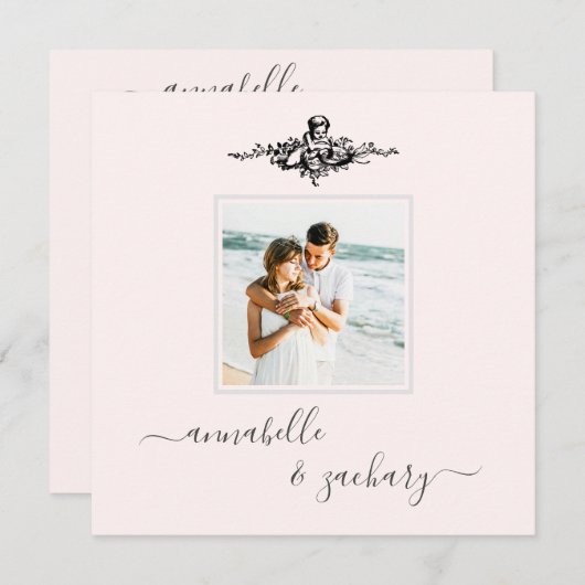 Invitation *~* Cerub Cercles Bandes QR PHOTO AR6 RSVP Mariage (Devant / Derrière)