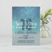 Invitation Cerulean bleu Turquoise triple Parties scintillant (Debout devant)