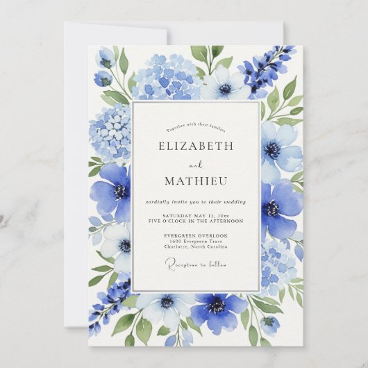 Invitation Cerulean Blue Dreamy Spring Wedding (Devant)