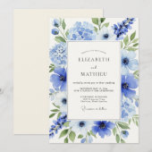 Invitation Cerulean Blue Dreamy Spring Wedding (Devant / Derrière)