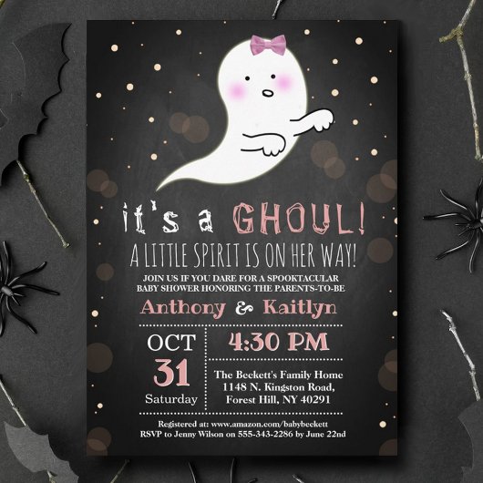 Invitation C'est A Ghoul ! Baby shower d'Halloween Little Spi