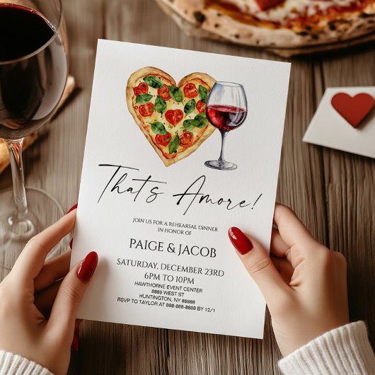 Invitation C'est Amore ! Dîner de répétition Mariage de pizza