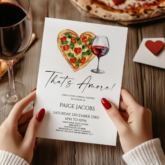 Invitation C'est Amore ! Fête des mariées à vin de pizza ital