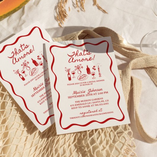 Invitation C'est Amore Italie Wavy Border Fête des mariées