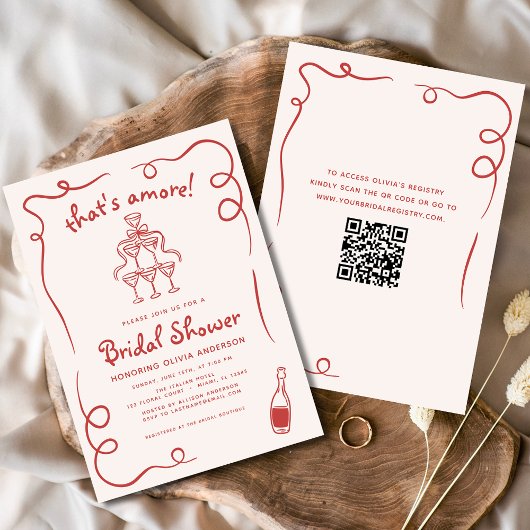 Invitation C'est Amore Italien Main Drawn Fête des mariées ro