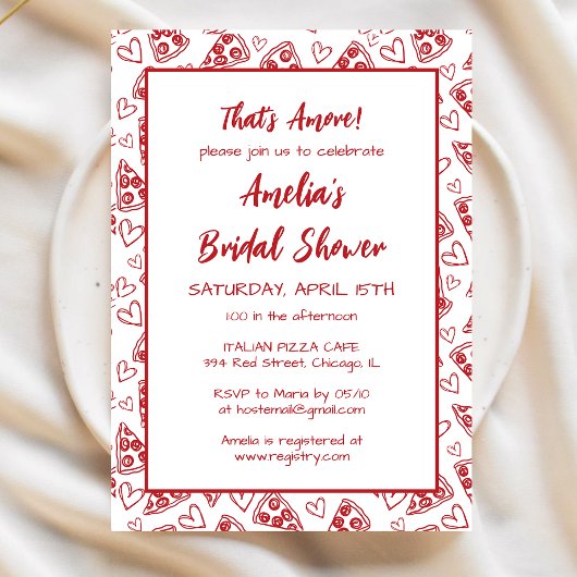 Invitation C'est Amore Italien Pizza Party Fête des mariées r