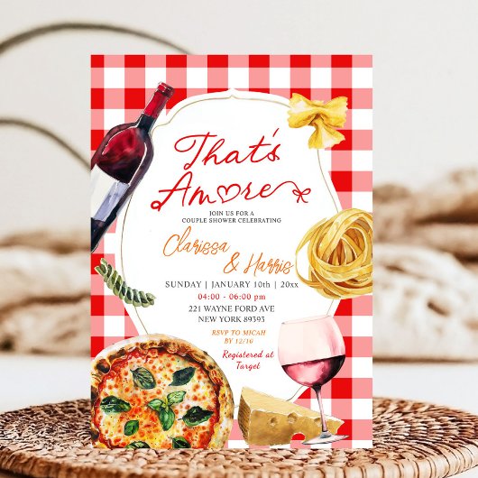 Invitation C'est Amore Italien Pizza Wine Couple Douche