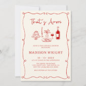 Invitation C'est Amore Italien Rouge Main Tirée Fête des mari (Devant)