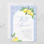 Invitation C'est Amore Lemon Italian Blue Tile Fête des marié (Devant)