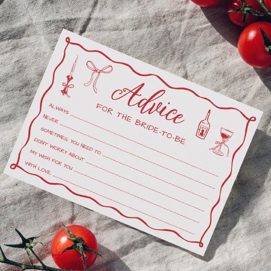 Invitation C'est Amore Pizza Fête des mariées Advice Card