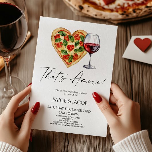 Invitation C'est Amore ! Pizza Vin Mariage Couples Douche
