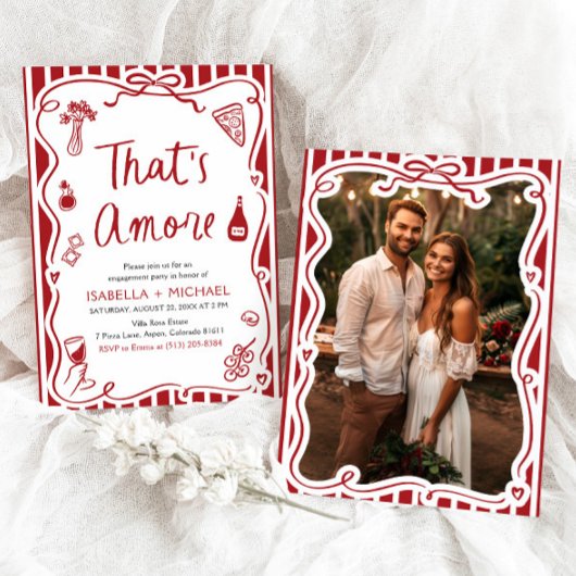Invitation C'est Amore Whimsical Italian Engagement Party