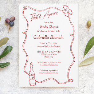 Invitation C'est Amore Whimsical Main tiré Chic Rouge Italien