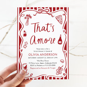 Invitation C'est Amore Whimsical Pizza italienne Fête des mar